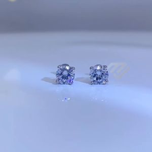Bông Tai Sương Mai Long Lánh Bạc Ý 925 Cao Cấp Xi Vàng Trắng 5 lớp Đính Kim Cương Moissanite Kèm Kiểm Định GRA Chính Hãng