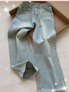 Quần Jeans Ống Thẳng Ôm Dáng Cho Nữ 2025 Thời Trang Mới Quần Ống Rộng Ôm Dáng Đơn Giản Thường Ngày Quần Jeans Denim