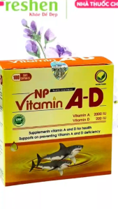 NP Vitamin A-D Hộp 100 viên hỗ trợ khô mắt mỏi mắt quáng gà da khô.