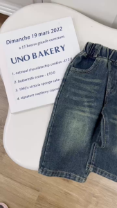 Quần jean quần denim dài ống suông STREET wash mài nhẹ cho bé trai bé gái 9tới 25kg BERNIE H1025B77Đ