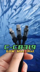 BAVIN CB319 60W 18W Fast Charging USB Charging 3 in 1 Cable Cord Nylon Braided 1 Meter Cable for iPh 16 / Micro / Type-C