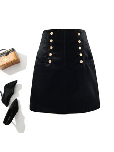 High Waist Velvet Mini Skirt A-Line Slim Fit Womens Fashion Autumn Style Half Body Skirt Commute Simple Pattern Other