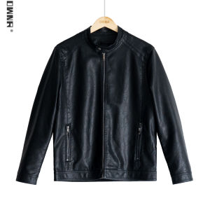 Ownr Black American Retro Casual Leather Jacket Mens Stand Collar Zipper PU Leather Coat Autumn New Style Youth Trend