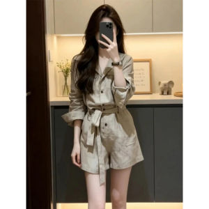 Ge·an·fei | Old Money Style Linen Waist-accentuating Slimming Summer Jumpsuit