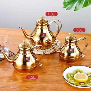 Thickened Stainless Steel Teapot Scented Tea Making Pot with Strainer Hotel Restaurant Induction Cooker Water Pot Long Mouth Large Teapot