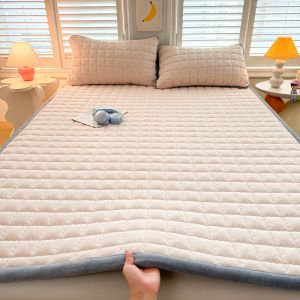 Modern Simple Style Milk Velvet Mattress Cover for Home Bedroom Tatami Bed Mat Student Dormitory Single Soft Pad Bottom Cover