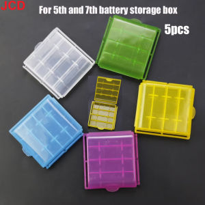 JCD 5pc Colorful Plastic Battery Holder Case 4 AA AAA Hard Plastic Storage Box Cover for 14500 10440 Battery Organizer Container