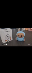 Pat Pat Labubu Night Lamp | Warm Light Only Adjustable Brightness 30 Minutes Auto Off Size: 13 x 11 x 8.5 CM Color Beige Blue White