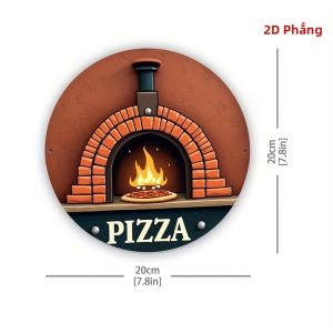 CIFbuy | Biển Trang Trí Tường Nhà Hàng Pizza Ý Cổ Điển Hình Pizza Tròn 2D & Ngọn Lửa Chất Liệu Nhôm Nhẹ Phong Cách Retro Quà Tặng Nghệ Thuật Quán Cà Phê Nhà Hàng Biển Kim Loại