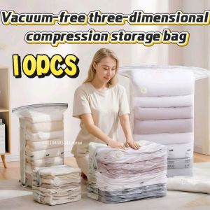 Large Capacity Vacuum Bags No Need Pump Space Saver Storage Bag for Storing Clothes Blanket Quilt Compression Organizer Bag