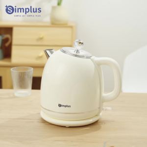 Simplus Electric Kettle Retro Elegant Design 1.7L Stainless Steel Material Water Heater Double Layer Anti-scalding