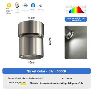 HUOQI | Adjustable Angle Foldable Industrial Style Stainless Steel Silver Spot Light