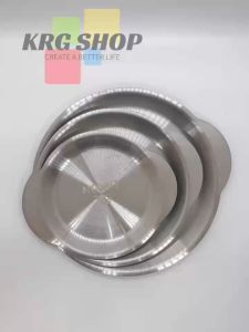 Round Food Tray Stainless Steel Dinner Plates Dishes Tableware Brass Serving Platter Snacks Fries Display Tray
