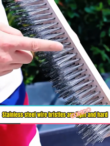 30 CM Stainless Steel Wire Floor Scrub Brush with Handle Stiff Bristle Brush for Garden Moss Broom Mop