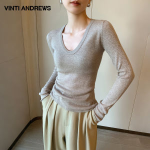 Gray Slim Fit U-Neck Sweater