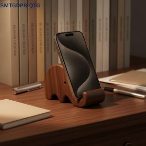 OUHOE | Hot Simple Creative Solid Wood Black Walnut Phone Stand Business Card Display Rack Home Office Desktop Decoration