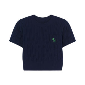 Vintage Embroidered Cable Knit Sweater Slim