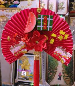 Chữ Phúc treo cửa trang trí ngày lễ Tết quạt chữ Phúc size đại 60x85cm