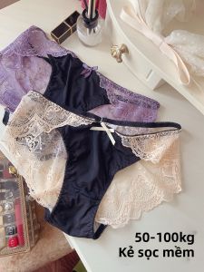 เซ็กซี่ ลูกไม้ ผ้าไหม ชุดชั้นในหน้าผู้หญิง พลัสไซส์ 200 ปอนด์แขนปกคลุมต่ํา เอว ผู้ชายสามเหลี่ยม กางเกง ระบายอากาศได้ดี ไนลอนสบาย