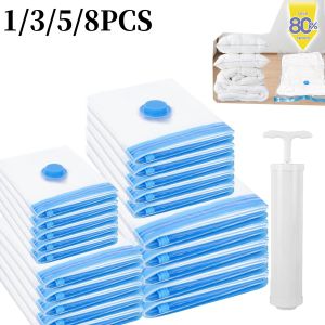 1-8PCS Vacuum Bag and Pump Cover for Clothes Storing Large Plastic Compression Empty Bag Travel Accessories Storage Container