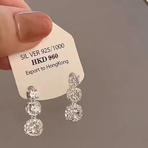 925 Silver Needle French Elegance Micro-Set Zirconia Studs Womens Hong Kong Style Party Super Shiny Luxury Fashion Ear Jewelry