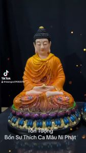 Tượng Phật Bổn Sư Thích Ca Mâu Ni Áo giác vàng và vẽ hoa văn có nhiều size Tâm Linh Shop_0938628090