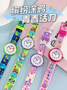 New 2025 Childrens Waterproof Quartz Electronic Watch for Girls Primary School Students Only Show Time Purple Fashionable Domestic Wristwatch