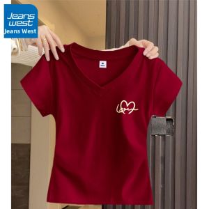 Jeanswest | Áo Thun Tay Ngắn Cổ V Phong Cách Thông Thường Form Regular từ 100% Cotton Màu Xanh