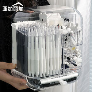 Pen Holder Storage Box Accessible Luxury Fancy Student Kids Boys and Girls with Lid Stationery Organizing Storage Rack Minimalist Office Desk Surface Panel Cute Large Capacity Multifunctional Creative Transparent Gift Decoration