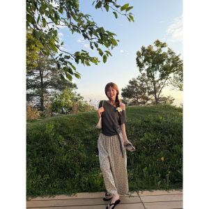 Linen Cotton Floral Country Style Wide Leg Lantern Pants