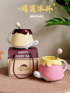 Cute And Quirky Turtle Couple Mugs Birthday Gift for Girls Funny Ceramic Cups Matching Set for Lovers Single Ear Handle Design