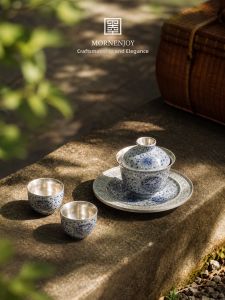 mornenjoy | Silver Inlaid Xi Shi Teapot Set 1 Pot and 2 Cups Gift