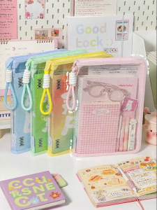MEYGOROOM | A4 Transparent Zipper Thick Large Opening Waterproof Document Bag for Students