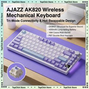 AJAZZ | AJAZZ AK820 GASKET Structure Mechanical Keyboard Hot-Swappable PBT Keycaps 4000mAh RGB Backlit Keyboard
