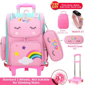  Le Mei  |Waterproof Climbing Stairs Bookbag with Wheels for Girls