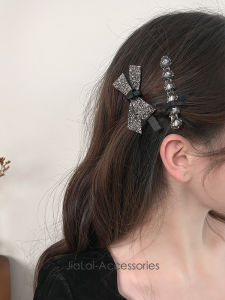 Barrettes Velvet Bang Clip Side Clip Womens Forehead Exquisite Small Broken Hair Dedicated Tongs Rhinestone Bows Duckbill Clip