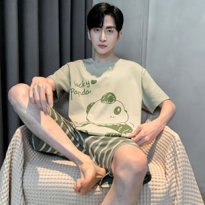 2025 New Boys Mid-Toddler Summer Sleepwear Casual Pure Cotton Short Sleeve Home Clothes Suitable for Outdoor Wear Childrens Home Suit