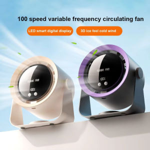 Portable Circulating Fan 100 Speed High-speed Turbine Fan 4000mAh Camping Fan USB Rechargeable Digital Display Wall Mounted Desktop Fan