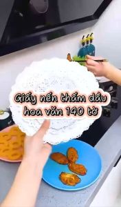 Sét 140 Tờ Giấy Nến Lót Đĩa Thấm Dầu Mỡ 23cm - Đục Lỗ Hoạ Văn Siêu Đẹp - Sang Trọng Tiện Lợi