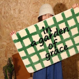 Vikama Grid Line Carpet Living Room Sofa Anti Slip Floor Mat Bedroom Headboard Carpet Home Decoration
