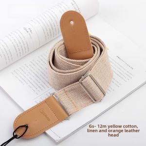 Simple Cotton and Linen Folk Acoustic Wooden Guitar Strap Electric Guitar Bass Widened Shoulder Strap Crossbody Piano Strap with Tail Nail Gift