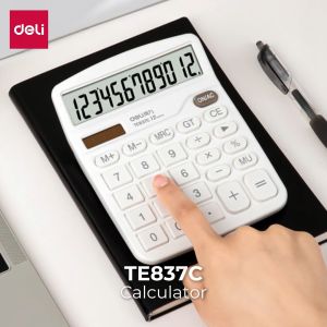 Deli Desktop Calculator / Kalkulator Meja 12 Digit Dual Power Layar LCD TE837C