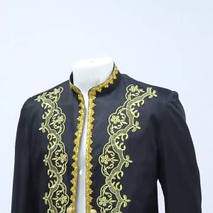 Medieval Gothic Costume for Men: Embroidery Baroque Cosplay Jacket & Luxury Wedding Stage Performance Palace Blazer