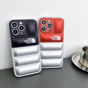 Trendy Brand Patchwork down Jacket Style Mobile Phone Case for 15Pro 14PM Full Protection Mens Vest Design Protective Shell