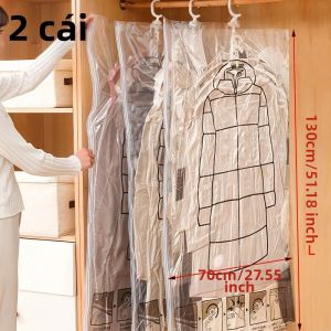 2 Túi Đựng Quần Áo Hút Chân Không Có 5 Móc Treo Dùng Để Cất Giữ Áo Khoác Quần Áo Giúp Sắp Xếp Và Bảo Vệ Đồ Dùng Trong Nhà