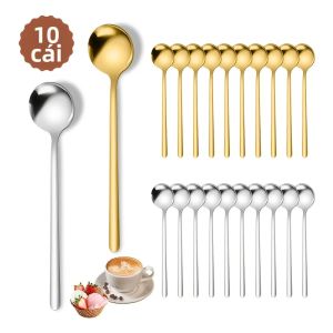 Bộ 10 Chiếc Thìa Bằng Thép Không Gỉ Dùng Để Pha Cà Phê Tráng Miệng Trà Gia Vị - Đồ Dùng Nhà Bếp Cho Quán Cà Phê Tại Nhà - Dụng Cụ Đo Lường Bền Bỉ