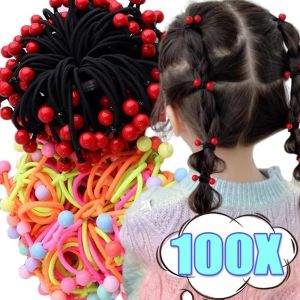 100Pcs Children Cherry Hair Ties Cute Girls Kids Elastic Hairbands Hair Ropes Rubber Band Scrunchies Headwear Hair Accessories