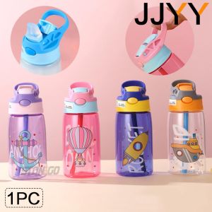 JJYY 1PC Kids Water Sippy Cup Kids Water Bottle with Straw and Handle Portable Drinking Bottle Cup Children