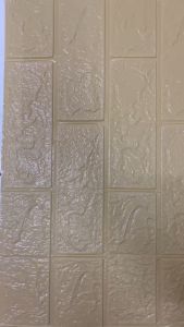 MW Wallpaper Foam Cream 3D Bata Warna Cream Premium Wall Paper Sticker Tebal 3MM