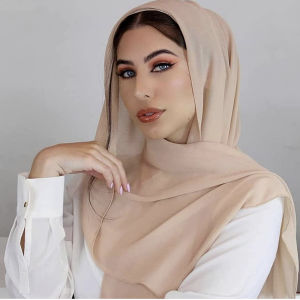 Luxury Pearl Chiffon Bubble Scarf Soft Solid Long Scarves Muslim Womens Headscarf Ethnic Turban Shawl 70*180CM